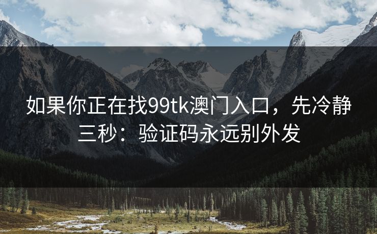 如果你正在找99tk澳门入口，先冷静三秒：验证码永远别外发