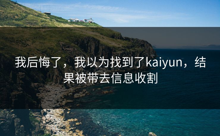 我后悔了，我以为找到了kaiyun，结果被带去信息收割
