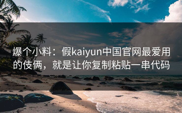 爆个小料：假kaiyun中国官网最爱用的伎俩，就是让你复制粘贴一串代码