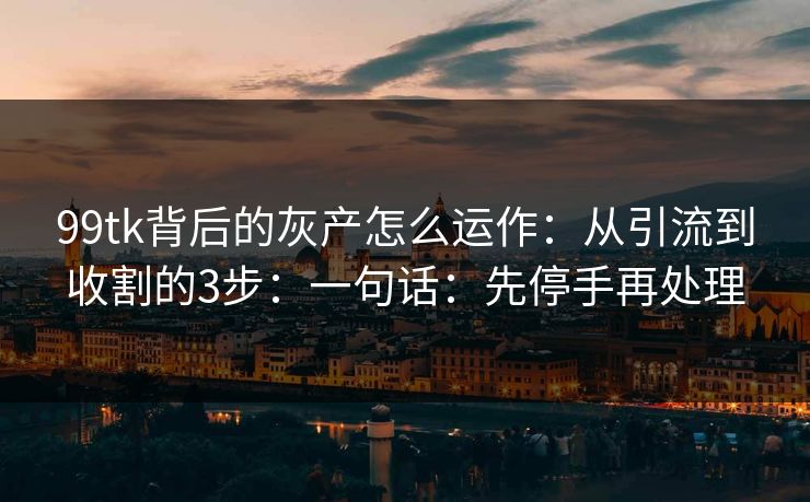 99tk背后的灰产怎么运作：从引流到收割的3步：一句话：先停手再处理